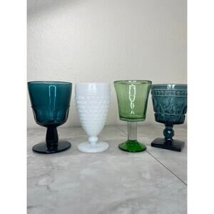 4 Vintage Goblet Drinking Glasses Chip Free Crack Free Unqiue Boho Vibes